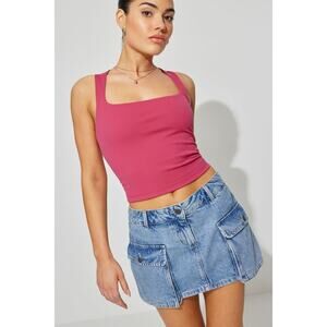 Women's Size S Garage Cargo Denim Mini Skirt Skort w Built in Shorts Zipper Y2K